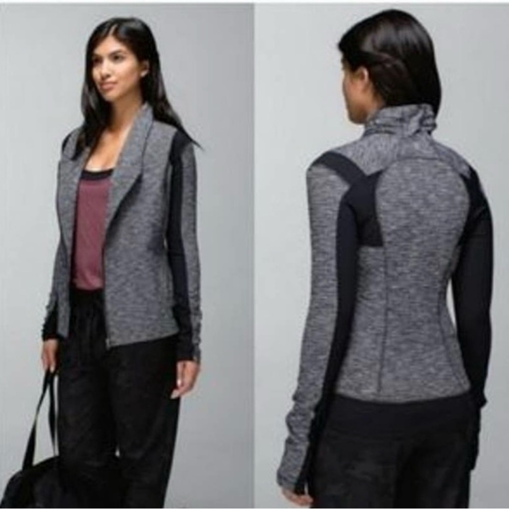 lululemon athletica Gray and Black Heathered Zip-Front Sweater Jacket